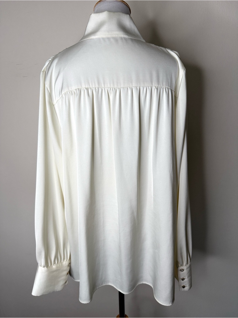 Zara Ivory Satin Ruffle Blouse with Neck Tie - Picture 6 of 6